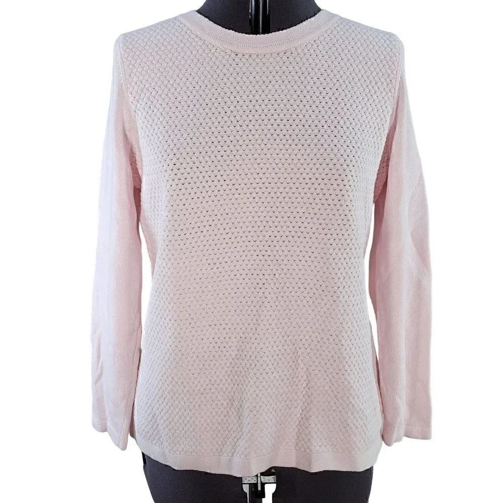NWOT Talbots Pink Crew Neck Waffle Knit Sweater Sz LP